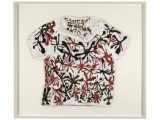 Untitled (White Shirt with Black/Red Flowers)